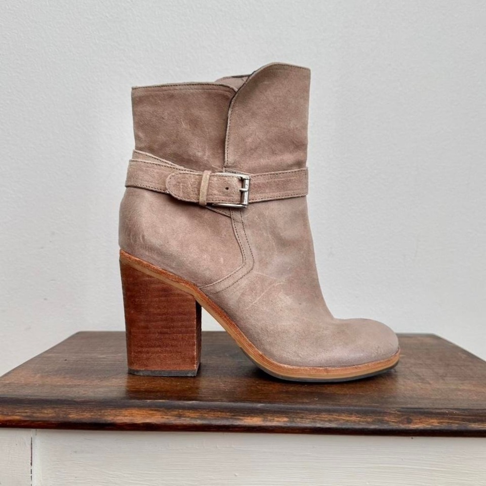 Taupe‎ Sam Edelman Suede Ankle Boot 7.5 block campus boho moto tan
